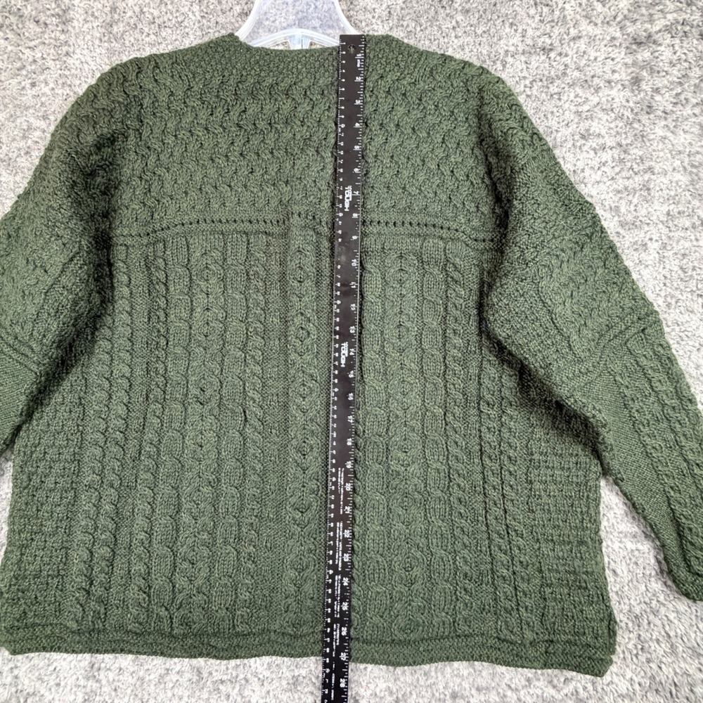 Vtg Connemara Knitwear Women's XL Green Merino Wool Cardigan Sweater Cable Knit - Picture 12 of 16